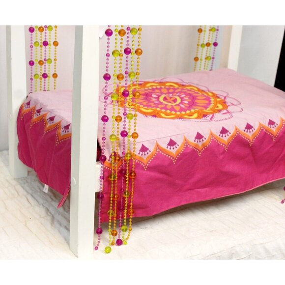 Retired American Girl Julie Albright's Bed Groovy Beaded Curtains Stripe - Picture 2 of 11